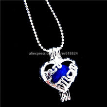 R L205 Bright Silver Heart Best Mom Letter Locket Necklace Beads Cage Aroma