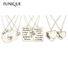 FUNIQUE Rose Gold Split Heart Letter "Daughter Mom Daddy Sisters Necklaces