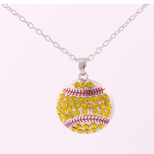 Baseball Softball Mom Pave clear Crystal sports Pendant chain necklace-in P