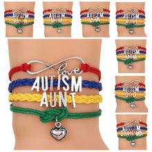LNRRABC Women Men Bracelet Handmade Letter Autism Pendant Love Heart Woven