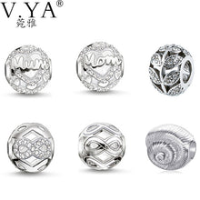 V.Ya Fashion Loose Beads fit for Mum &Mom White Gold Cubic Zirconia Round P