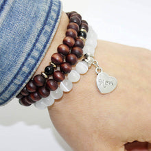 2016 Fashion silver plated heart mom beads bracelet elastic rope chain char
