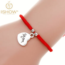 New design bracelets armband mannen Handmade Red Rope Braided Silver Love H