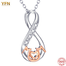 YFN 925 Sterling Silver Pendant Necklaces With CZ Stone Jewelry Love Mother