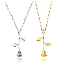 Stylish Rose Flower Necklace Beauty And The Beast Jewelry Charm Gold Link C