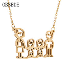 OBSEDE Fashion Stainless Steel Pendant Necklace Mama Daddy Family Necklace