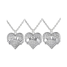 my shape Set of 3 Love Family Big Sis Little Sis Mom Crystal Paved Top Hear