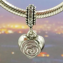 Fits Original Pendora Bracelets/Necklaces Silver Pendant Rose Pink Heart Ch