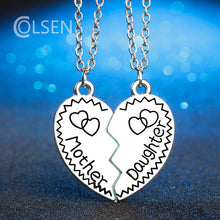 COLSEN 2PC Silver color Mother Daughter Necklace Heart Love Mom Necklaces &