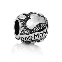 DoreenBeads European Charm Beads Barrel antique silver "DOG MOM" Carved Mes