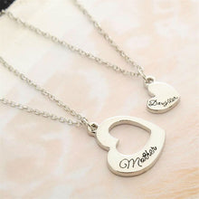 2PC/Set Mother Heart Daughter silver Necklaces Family Gifts For Mom Women J