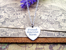 Fashion stainless steel charm  "Pround Marine Mom" Pendant charm necklace j