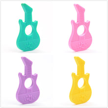 2Pcs/lot Baby Teether Guitar Silicone Pendant Eco friendly Teething Sensory