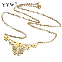 YYW Women Wedding Mom Jewelry Gold color Stainless Steel Flower Charm Dangl