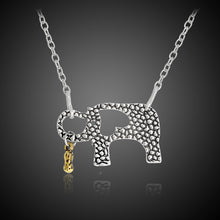 Elephant and Her Little Peanuts Necklace Animal Pendant Silver Color Neckla