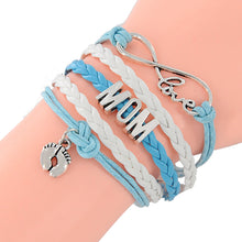 New Fashion Mom Little Feet Bracelets for Men Women PU Leather Love Infinit