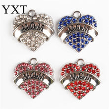 Pink White Blue Red Arrival Love Heart Crystal Charms Pendant For DIY Neckl