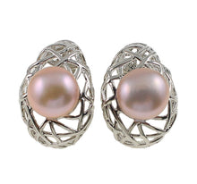 Fashion Natural Real 100% Light Purple Freshwater Pearl Earrings Rhinestone