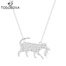 Todorova 10pcs Gold Silver Cat Mom Holding her Kid Kitten Animal Necklace P