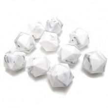 Icosahedron 10pcs White Marble Silicone Beads for Teething Necklace Nursing