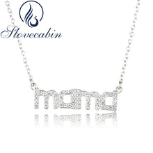 Slovecabin Pure 925 Sterling Silver MAMA Pendant Necklace With Chain For Wo
