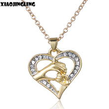XIAOJINGLING Diamante Love Heart Hand In Hand Pendant Crystal Rhinestone Ne