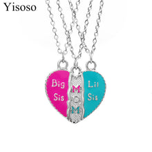 Yisoso Mother Daughter Necklace Heart Shaped 3 Pcs/Set Mom Big Sis Little S