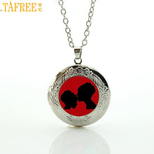 TAFREE Brand vintage Mother Kissing Kids silhouette locket pendant chain ne