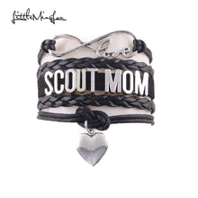 Little Minglou Infinity Love scout mom bracelet heart charm leather wrap br