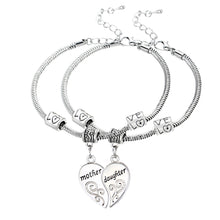2PCS Silver Plated Mother Daughter Broken Heart Bracelet Bangle Mom Women G