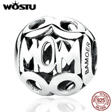 Hot Sale Real 925 Sterling Silver MOM Charm Beads Fit Original Pandora Brac