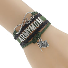 Drop Shipping Infinity/ Love New Type Army Mom Bracelet  Black with Green C