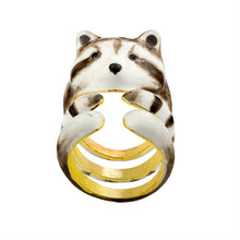 3 piece Bear Ring Enamel Handcraft Raccoon Jewelry Unique Sister Mom Gifts