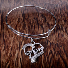 Heart Mom Crystal Bangle For Mother Family Love Mother's Gifts Bracelet For