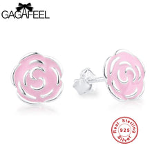 GAGAFEEL 925 Sterling Silver Stud Pending Pink Flower Pending Earrings For