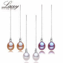 Real natural freshwater long Pearl Eearrings jewelry,925 sterling silver pe