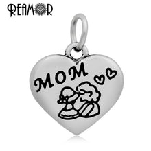 REAMOR Stainless steel Cartoon Mom Daughter Family Members Floating Dangle