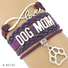 (10 PCS/lot) Infinity Love Dog Mom Leather Wrap Bracelets Multilayer Dog Mo
