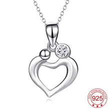 YFN Genuine 925 Sterling Silver Love Heart Mom And Child Mother Love Crysta