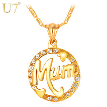 U7 Mothers Day Gifts For Mom Necklace & Pendant Round Rhinestone Crystal Go