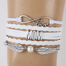 Infinity Love Mom Bracelets & Bangles Angel Wing Charm Handmade Wax Braided