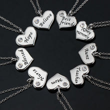 Heart Crystal Mom Dad Best Friend Nurse Teacher Daughter Sister Pendant Nec