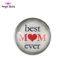 12PCS/LOT Mom Design Snap Button Round Glass 18 mm Ginger Snap Buttons Fit
