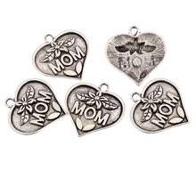 10 pcs New Fashion Plated Antique Silver letter MOM heart Charms Pendants F