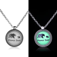Luminous Mama&Baby Bear Pendant Necklace Bar Gift Mother Necklace New Mom B