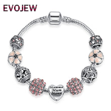 Authentic 925 Antique Silver Gift Charm With Pink Daisy Crystal Beads Brace