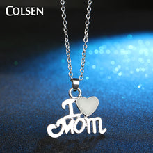COLSEN Love Mom Gift Mama Pendant Necklace silver color Jewelry Christmas G