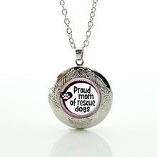 Dog Rescue Necklace Proud mom of rescue dogs pendant Glass mandala flower A