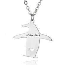 Custom Name Animal Penguin Necklace Pendant  Personalized Silver Gold Name