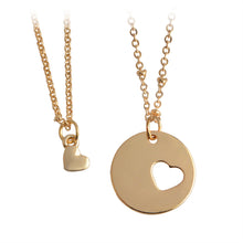 2pcs/set  Silver And Gold Mom Daughter Heart shape Alloy Necklace Set Mothe